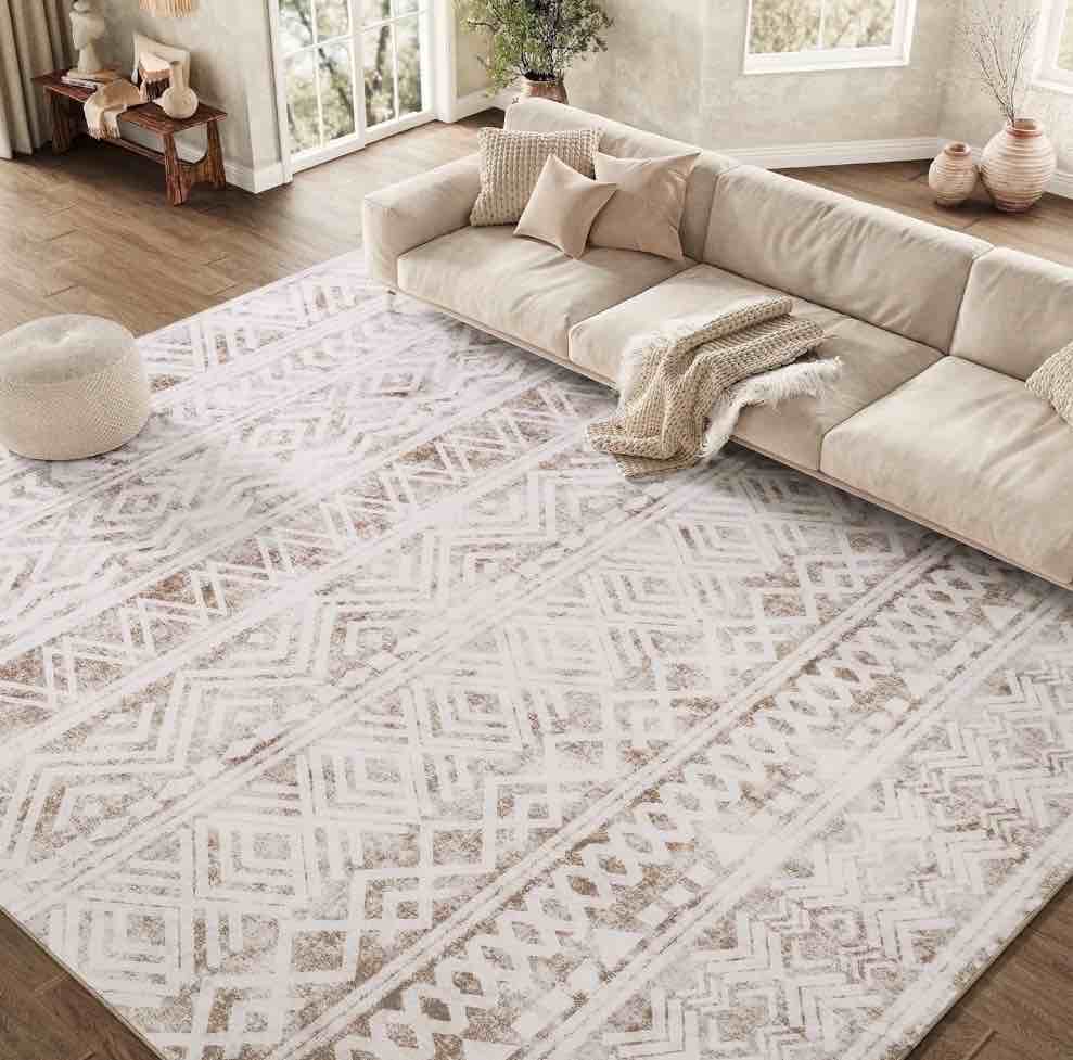 sixhome 8 x10 area rugs for living room washable rugs boho large area rug modern geometric neutral living room rug carpet soft rugs for bedroom dining room office home decor taupe