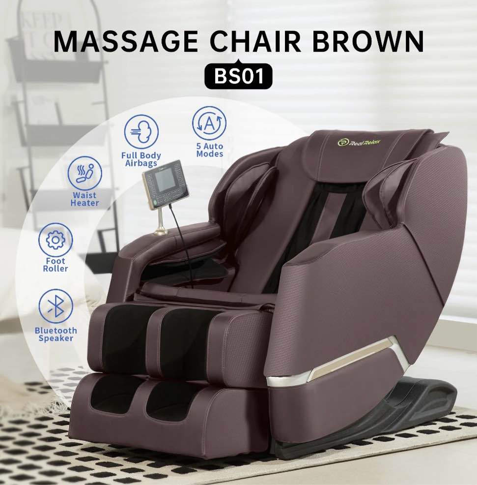 Condition photo showing New/Like New for real relax full body zero gravity shiatsu recliner electric massage chair brown