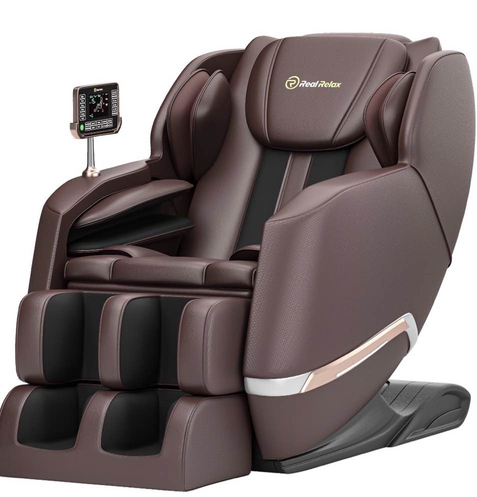 Real Relax Full Body Zero Gravity Shiatsu Recliner Electric Massage Chair  Brown
