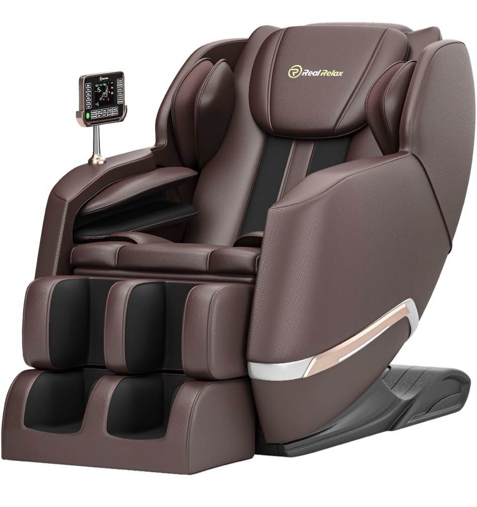 real relax full body zero gravity shiatsu recliner electric massage chair  brown