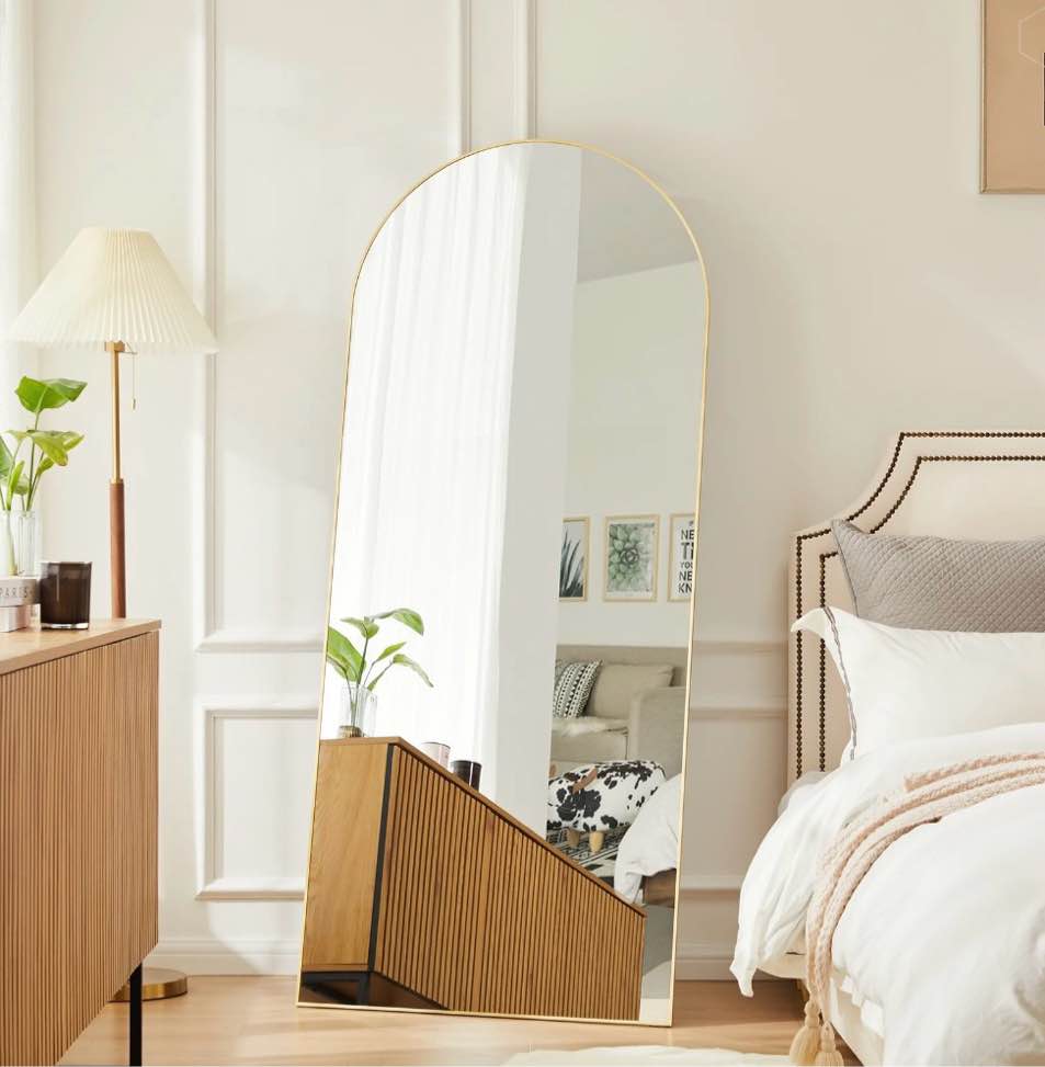 concetta 71 x26  arched full length mirror  full body standing mirror floor mirrors  gold