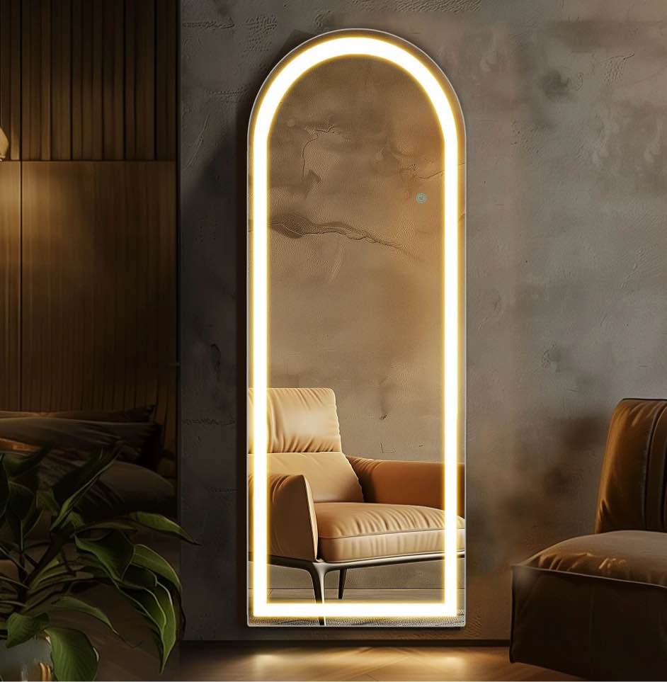 edx led full body mirror 63 x 20 arched wall mounted free standing leaning for home  white