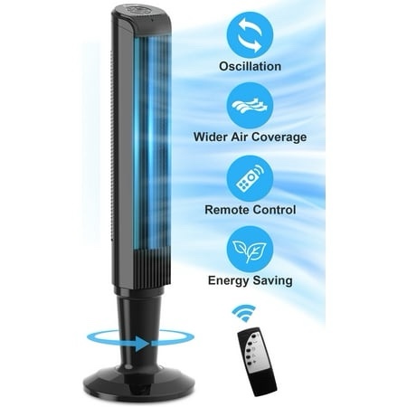 qunler tower fan  40 bladeless fan for home 70° oscillation 3 speeds 2 modes 15h timer quiet ac motor floor fan for bedroom office