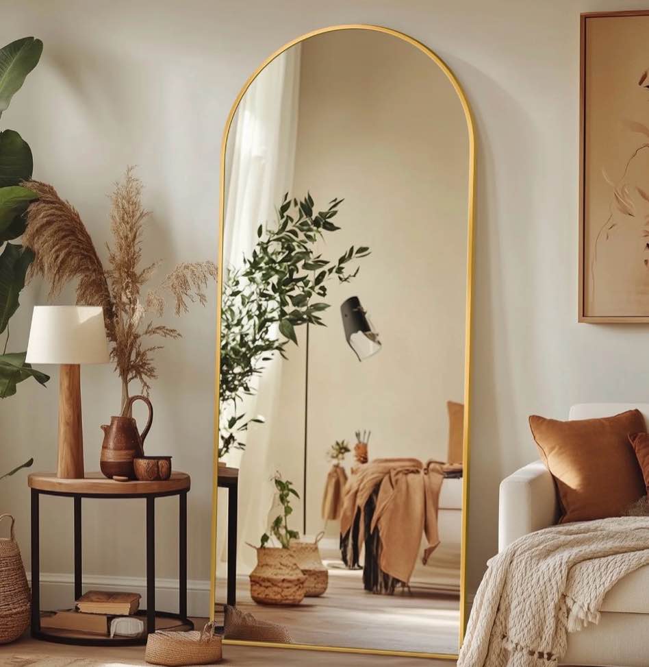 antok 58.2 x 18  arched full length mirror standing floor mirror stand up mirror  gold frame