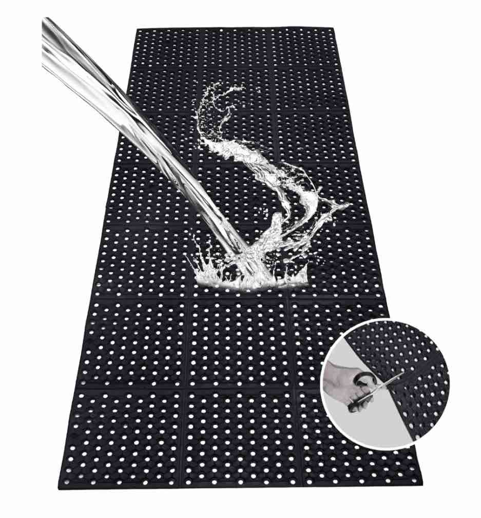 petoto rubber drainage mat 83 x 36 large outdoor rubber mat with holes non-slip anti-fatigue floor mats for kitchen bar pool indoor & outdoor wet areas