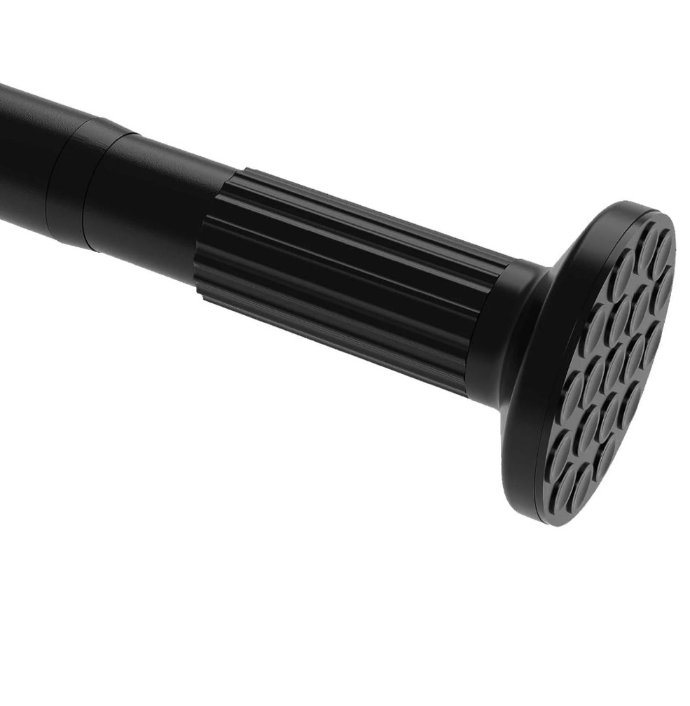 ktinnead tension curtain rod 51-128in, extra long curtain rods no drilling for window bathroom patio, adjustable spring shower curtain rod, rod diameter 1.26in-black