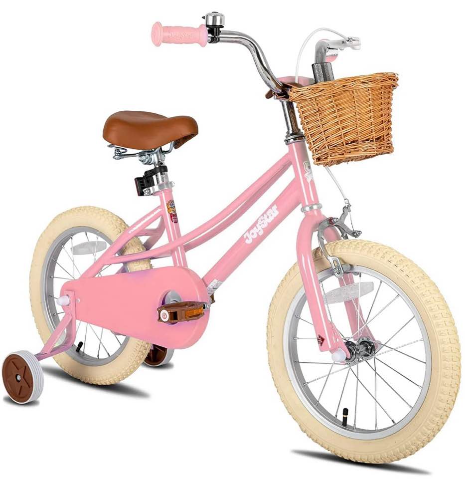 joystar girls bike for 2-12 years old toddlers and kids, 12" 14" 16" kids bike with training wheels & basket, 20 inch kid's bicycle with kickstand, retro style bikes