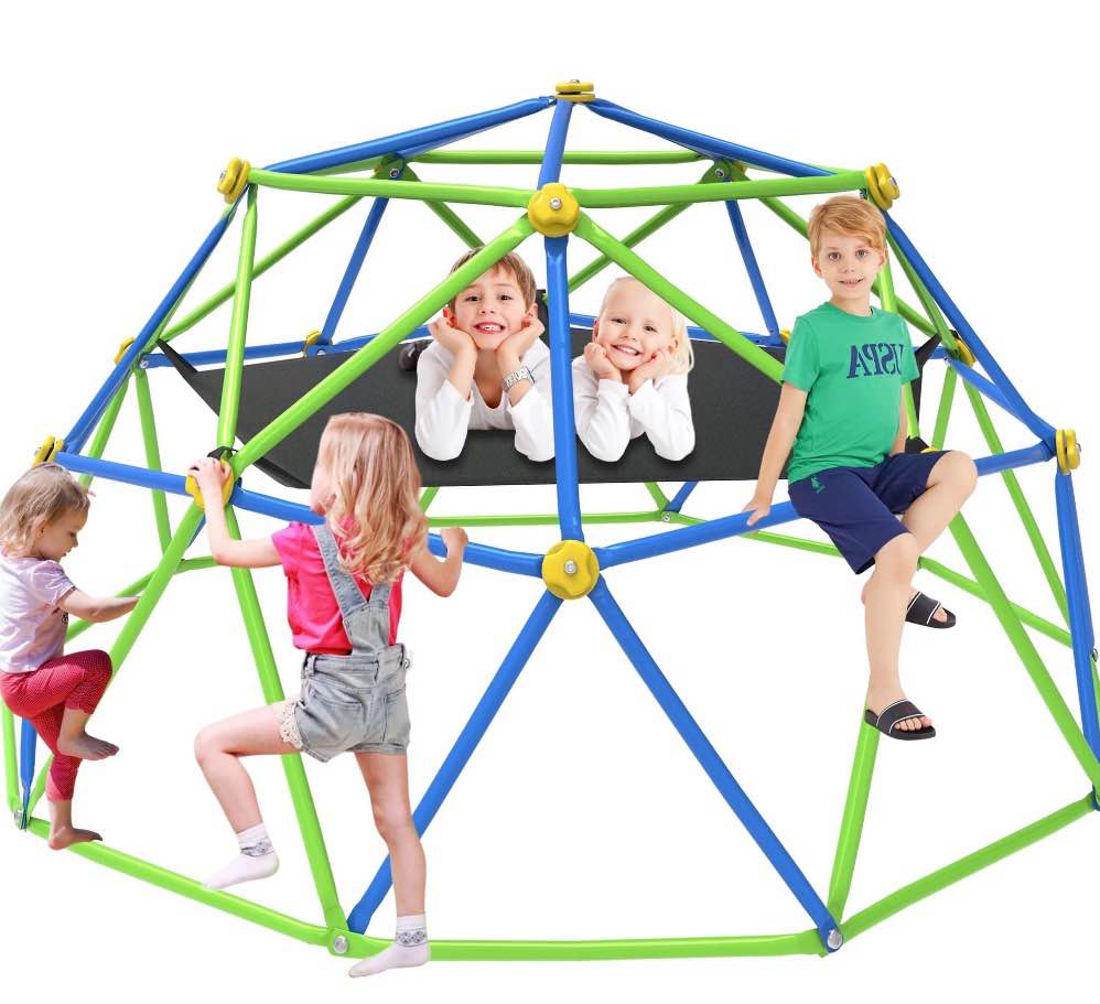 gvdv 10 ft dome climber jungle gym for kids - outdoor rust-resistant play equipment, easy assembly, supports 1000 lbs