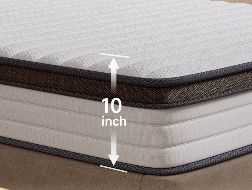 full size mattress in a box, z-hom 10" hybrid mattress medium firm cool comfort pocket spring,certipur-us
