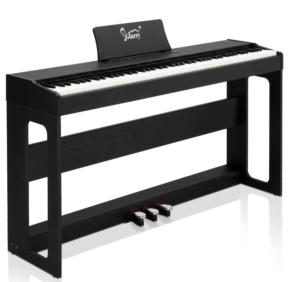 glarry 88 keys full weighted keyboards digital piano with furniture stand, black