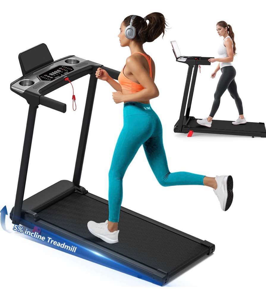tomile foldable electric treadmill for home, 3.0 hp portable treadmill with incline for running exercise, 300 lb capacity