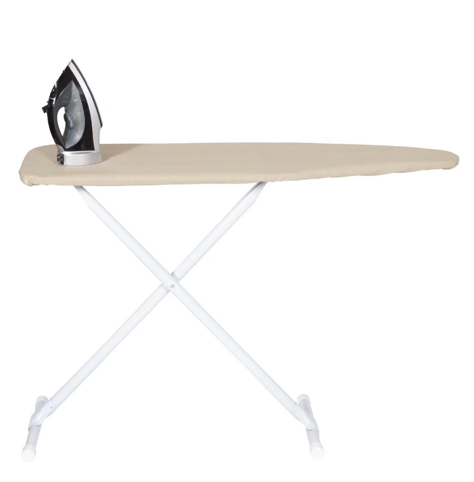 seymour home products adjustable height ironing board, freestanding steel frame with 100% cotton cover, almond