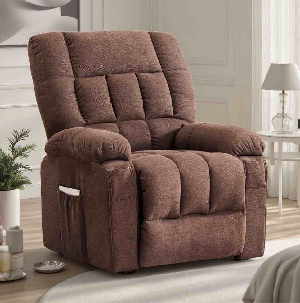 Condition photo showing Good Condition for edx power lift recliner chair, recliner for elderly with massage and heating, with remote control, cup holder, side pocket, brown