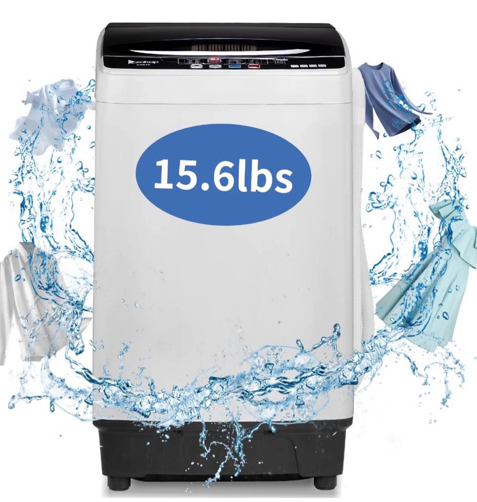 ktaxon full automatic washing machine, 15.6lbs top load portable washer with drain pump, 10 wash programs 8 water level washer and dryer combo, 2 in 1 washer and dryer for apartments, camping