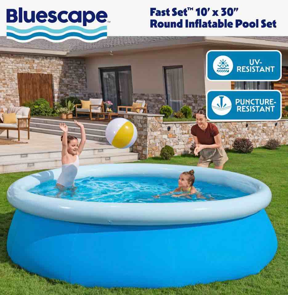 Condition photo showing Good Condition for bluescape fast set 10’ x 30” round inflatable soft sided above ground pool set
