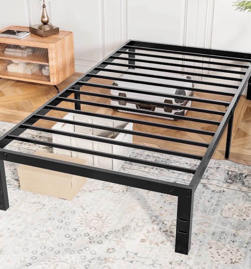 CONCETTA 14" Twin Bed Frame, Heavy Duty Metal Platform Bed Frame with Underbed Storage for Bedroom, No Box Spring Required, Black