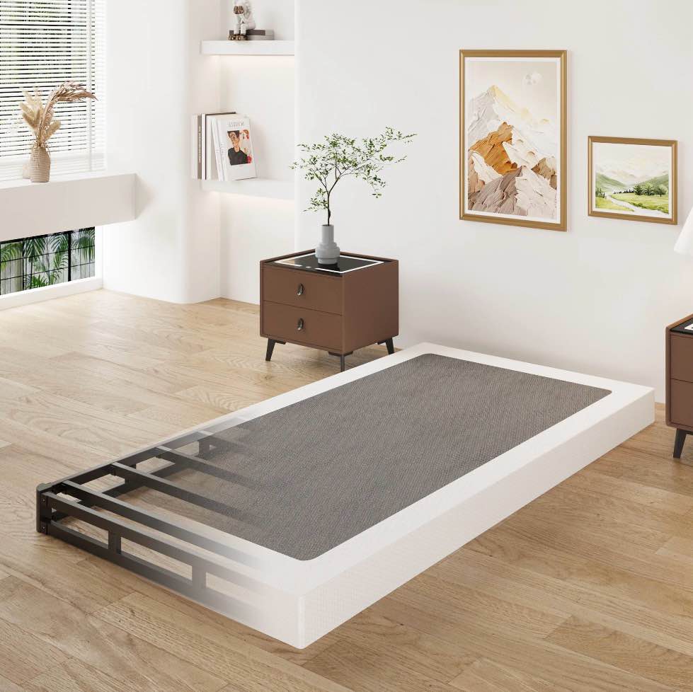 Lutown-Teen 3 Inch Twin Box Spring Low Profile, Heavy Duty Metal Box Spring Twin Bed Base with Fabric Cover, Mattress Foundation, Noise Free, Easy Assembly