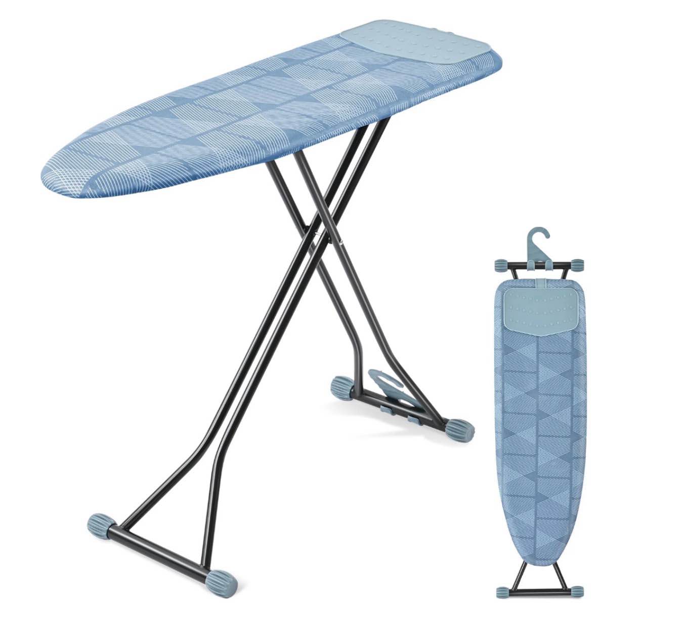 KK KINGRACK Ironing Board  Iron Board Full Size with Hanger & Rotating Nonslip Feet  7 Level Height Adjustable  43x13 in  Blue