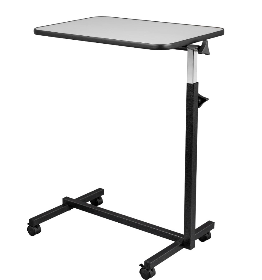 Ktaxon Adjustable Overbed Bedside Table Lap Desk with Wheels for Home Office, Gray