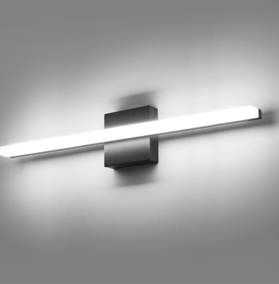 Combuh Modern LED Vanity Light Bar Matte Black Acrylic Bathroom Wall Lights Fixtures, 24 inch 14W Bath Lighting Over Mirror for Kitchen Bedroom Cool White 6000K