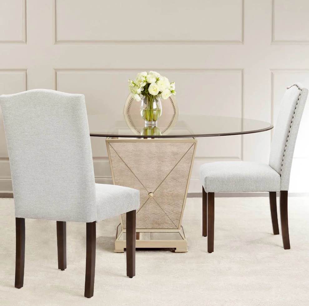 EDX Dining Chairs Set of 2, Parsons Chairs with Nailhead Trim and Wood Legs