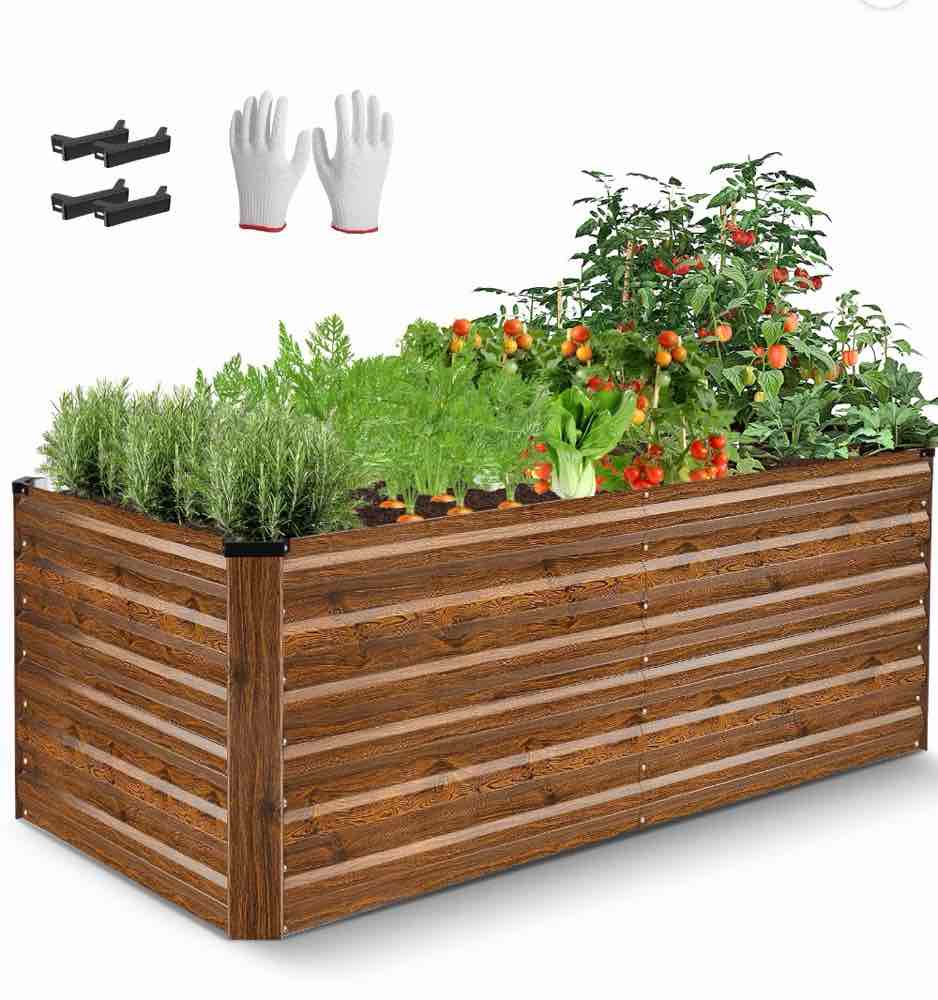 Funcid Galvanized Raised Garden Beds 6ftx3ftx2ft Large Metal Garden Beds Galvanized Steel Planter Box for Vegetables Flowers Herbs