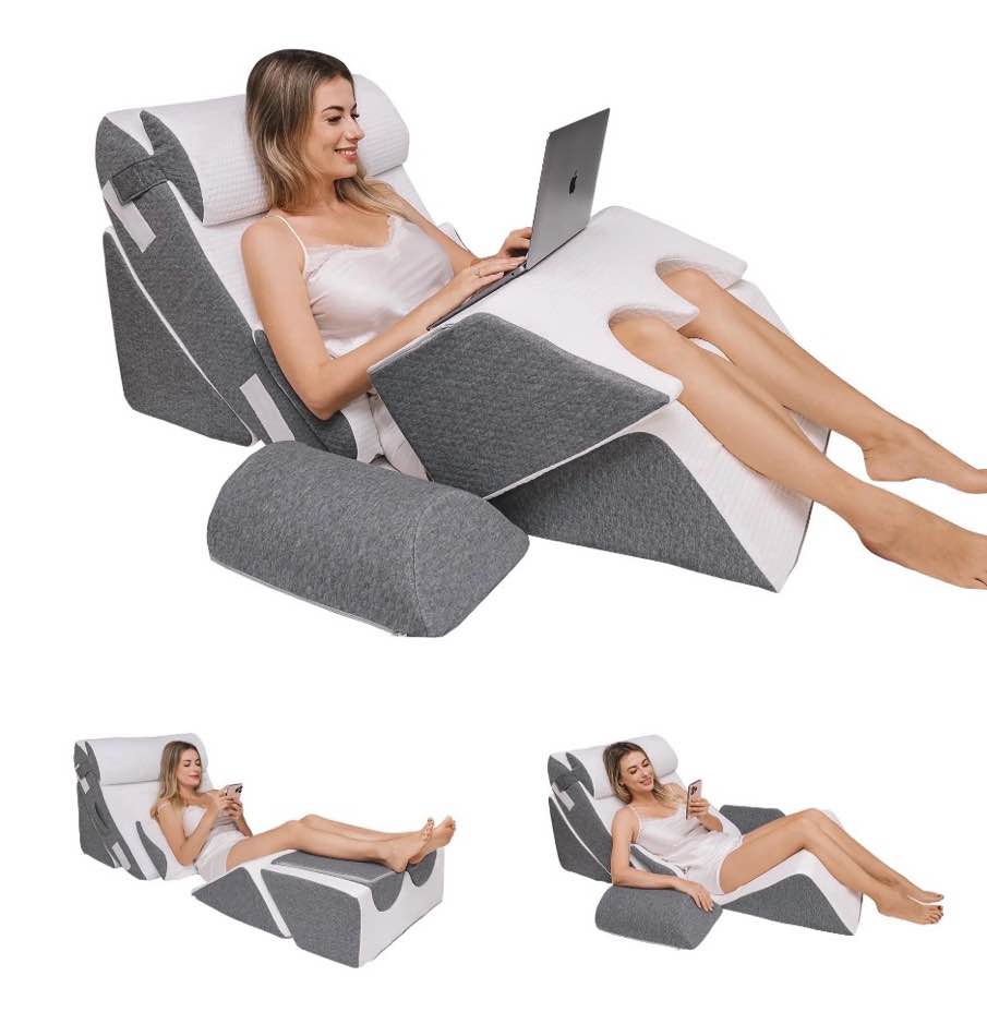 8-Piece Wedge Pillow Set — Multifunctional Body Support Pillow, Adjustable, with Built-in 2" Thick Memory Foam