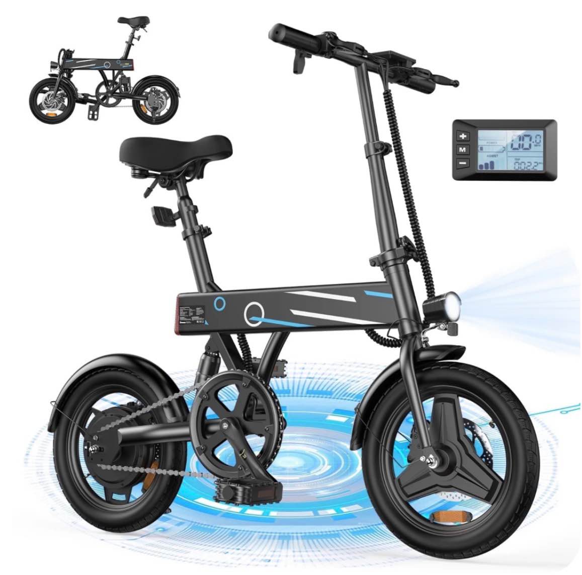 iSinwheel 14  Foldable Electric Bicycle for Adults 500W 42V 10Ah Electric Bike LCD 20MPH Commuter E Bike for Teen