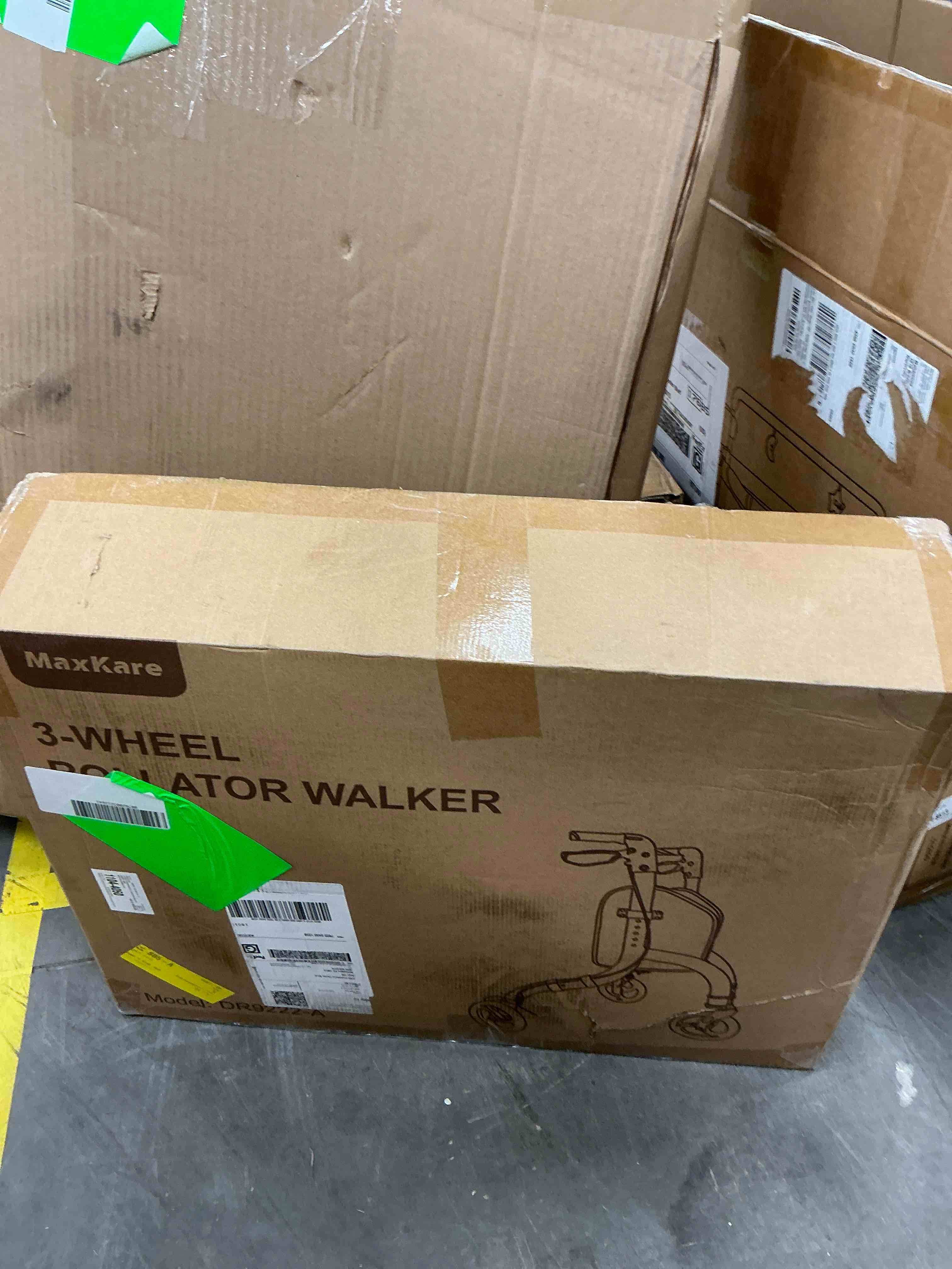 Condition photo showing New/Like New for maxkare folding rollator walker with large storage bag and brake handle, 3-wheel rolling walker for seniors, lightweight, height adjustable, supports