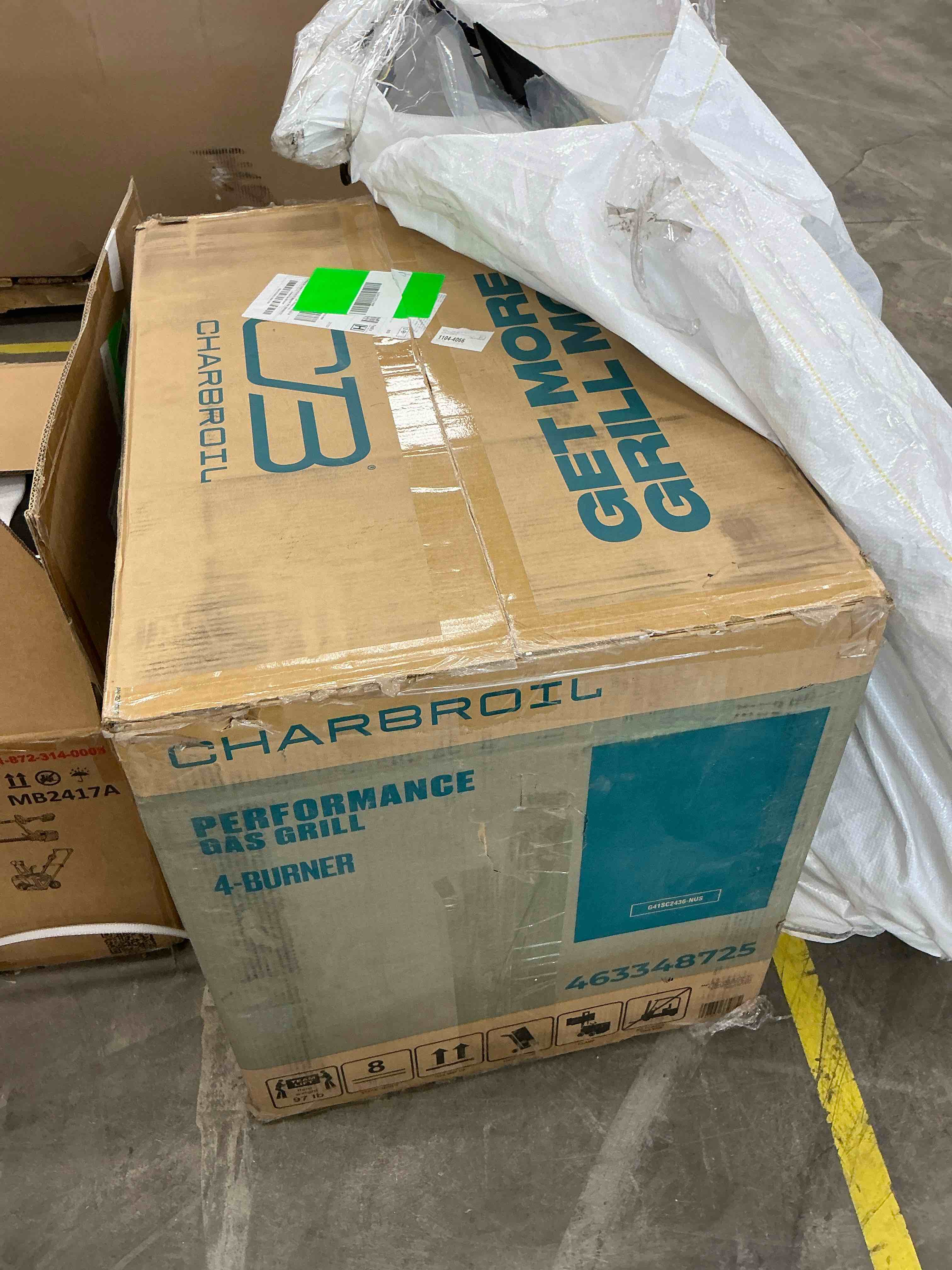 Condition photo showing New/Like New for charbroil® performance series™ flavormax™ 4 burner gas grill cabinet with side burner, stainless steel
