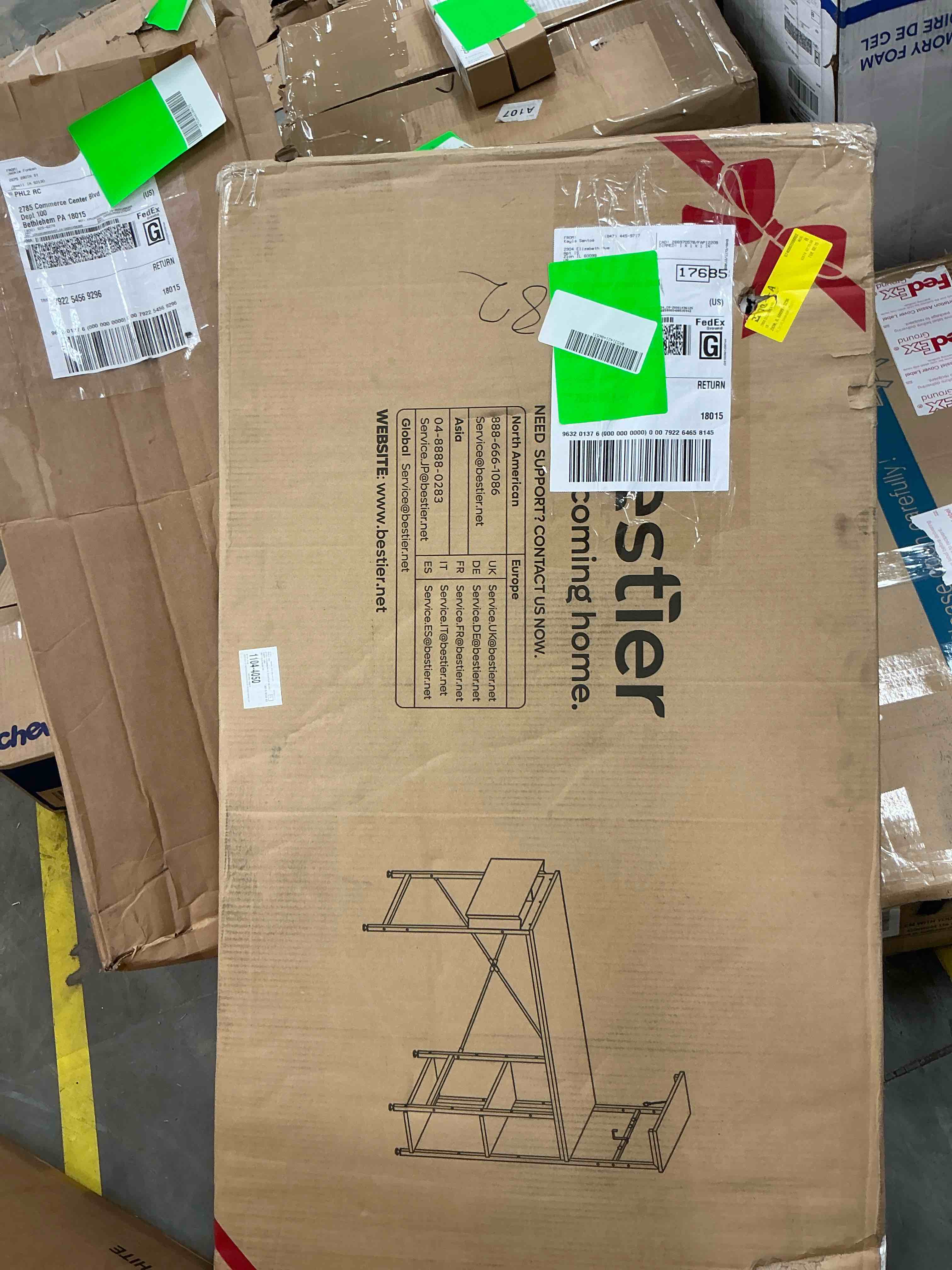 Condition photo showing New/Like New for bestier 44 inch reversible computer desk with led lights gaming desk with 4 tier shelves black 44 inch