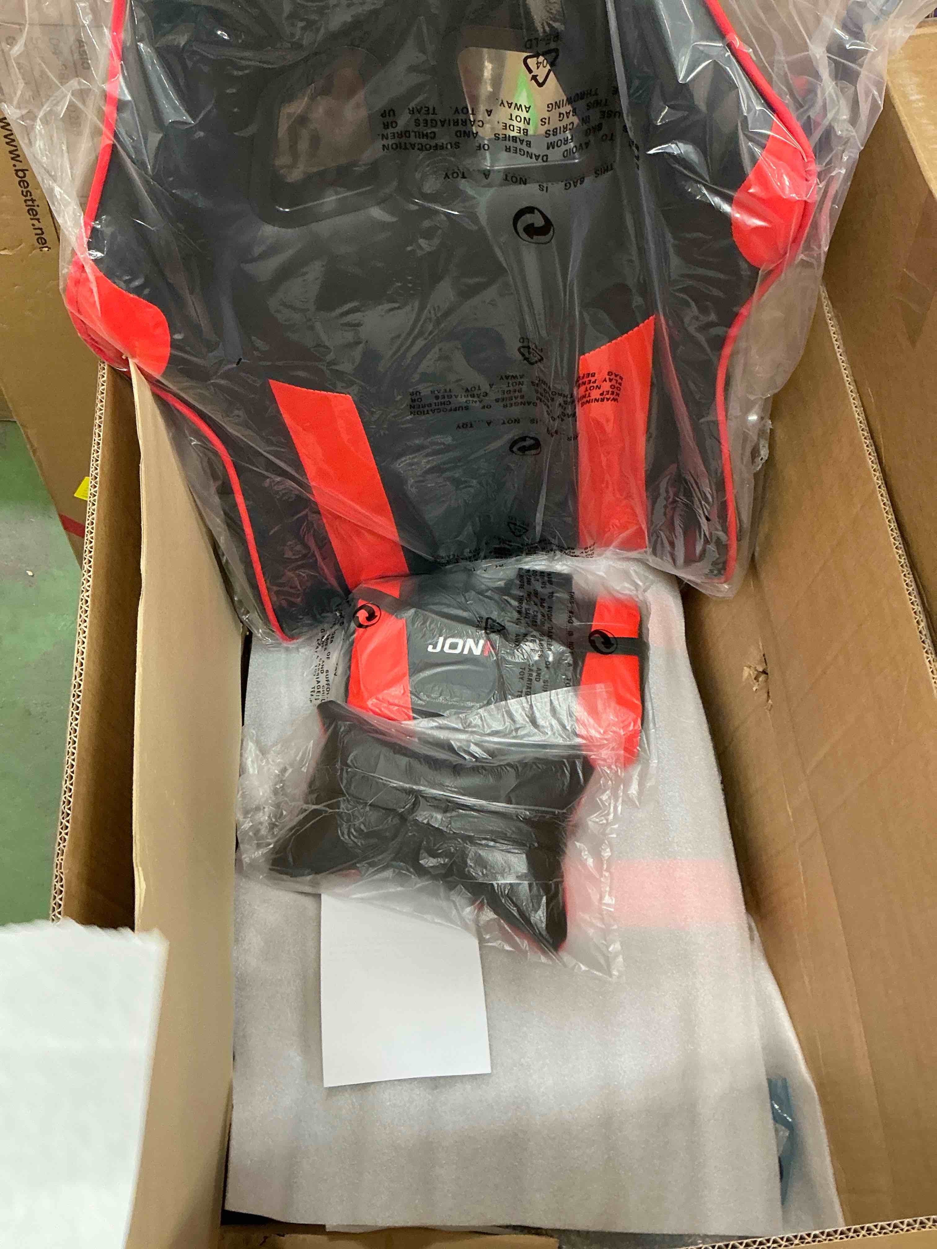 Condition photo showing New/Like New for jonpony big and tall gaming chair, ergonomic design, gamer chair pu leather with footrest and lumbar support, high back office chair support 8 hours long sitting, computer chair,black red