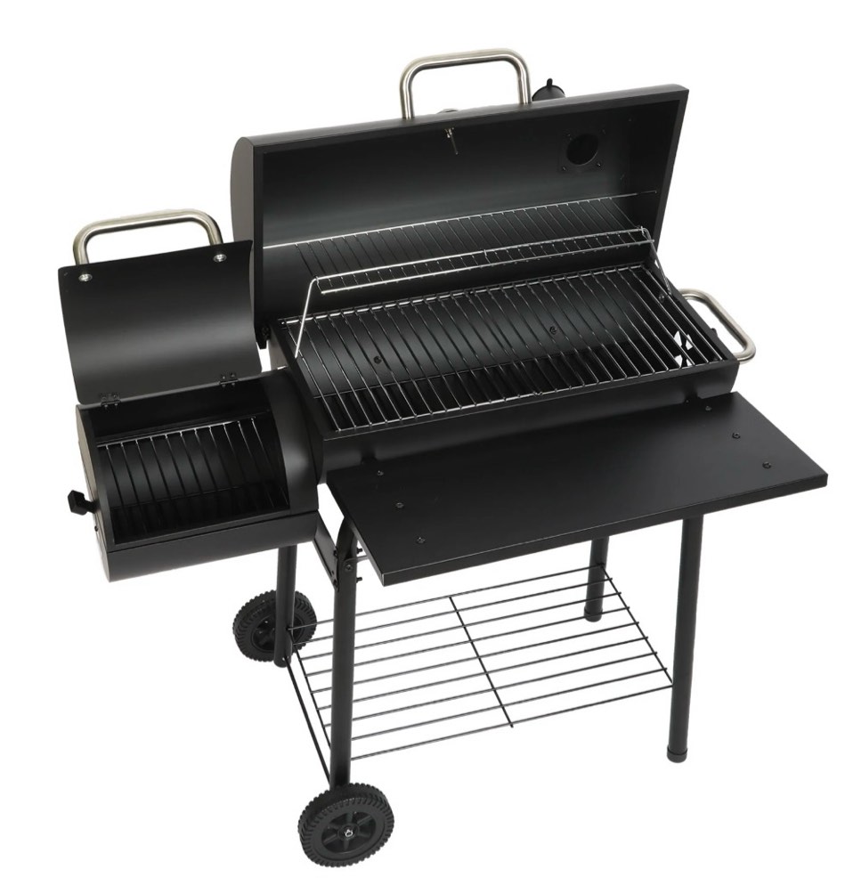 laravist charcoal offset smoker grill, dual-zone bbq with thermometer & wheels, family-size 512 sq.in
