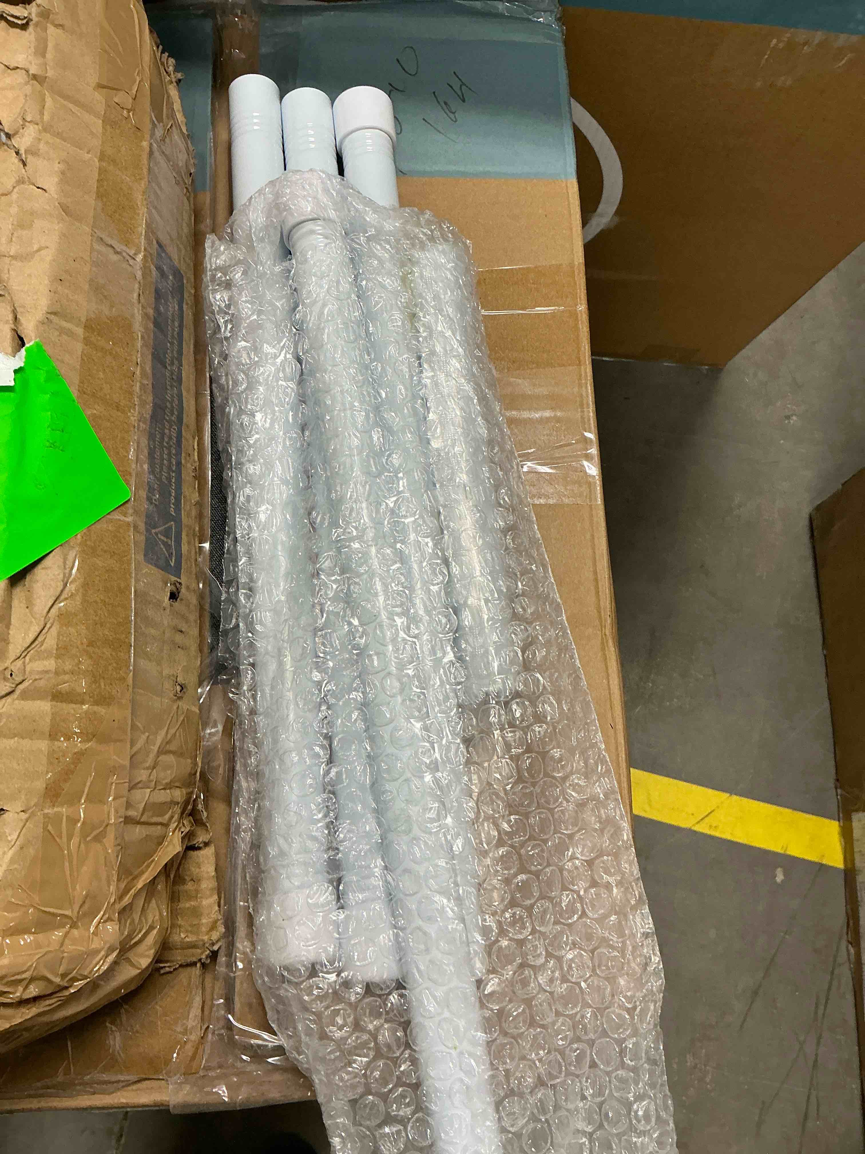 Condition photo showing Good Condition for white double curtain rod, 36 to 72 inch dual curtain rods with aluminium modern end cap finials, 1 inch adjustable heavy duty window treatment rods, telescopic metal double drapery pole set