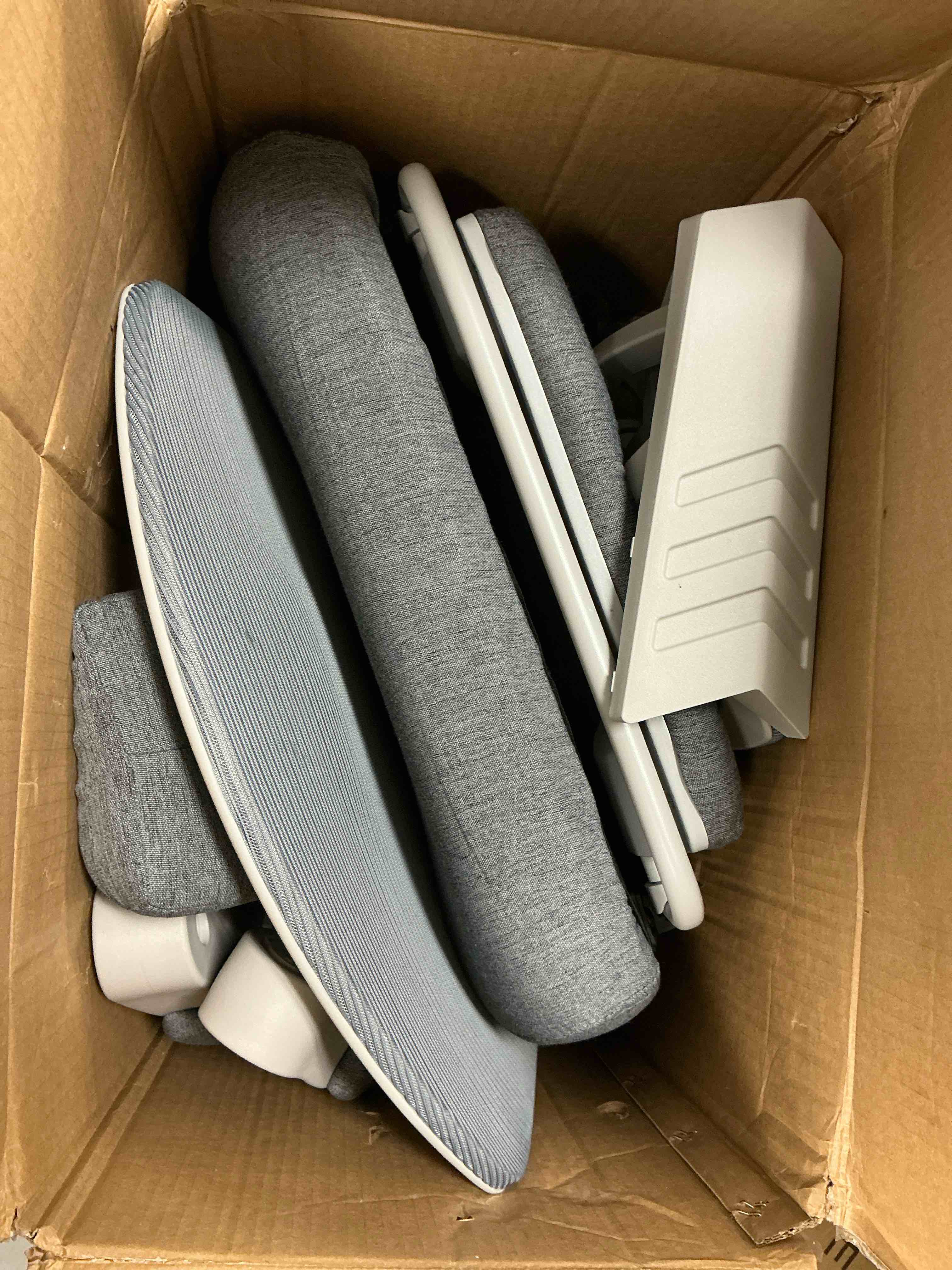 Condition photo showing Good Condition for edx ergonomic high back office chair with reclining & lumbar support, adjustable headrest, footrest, padded arms, gray