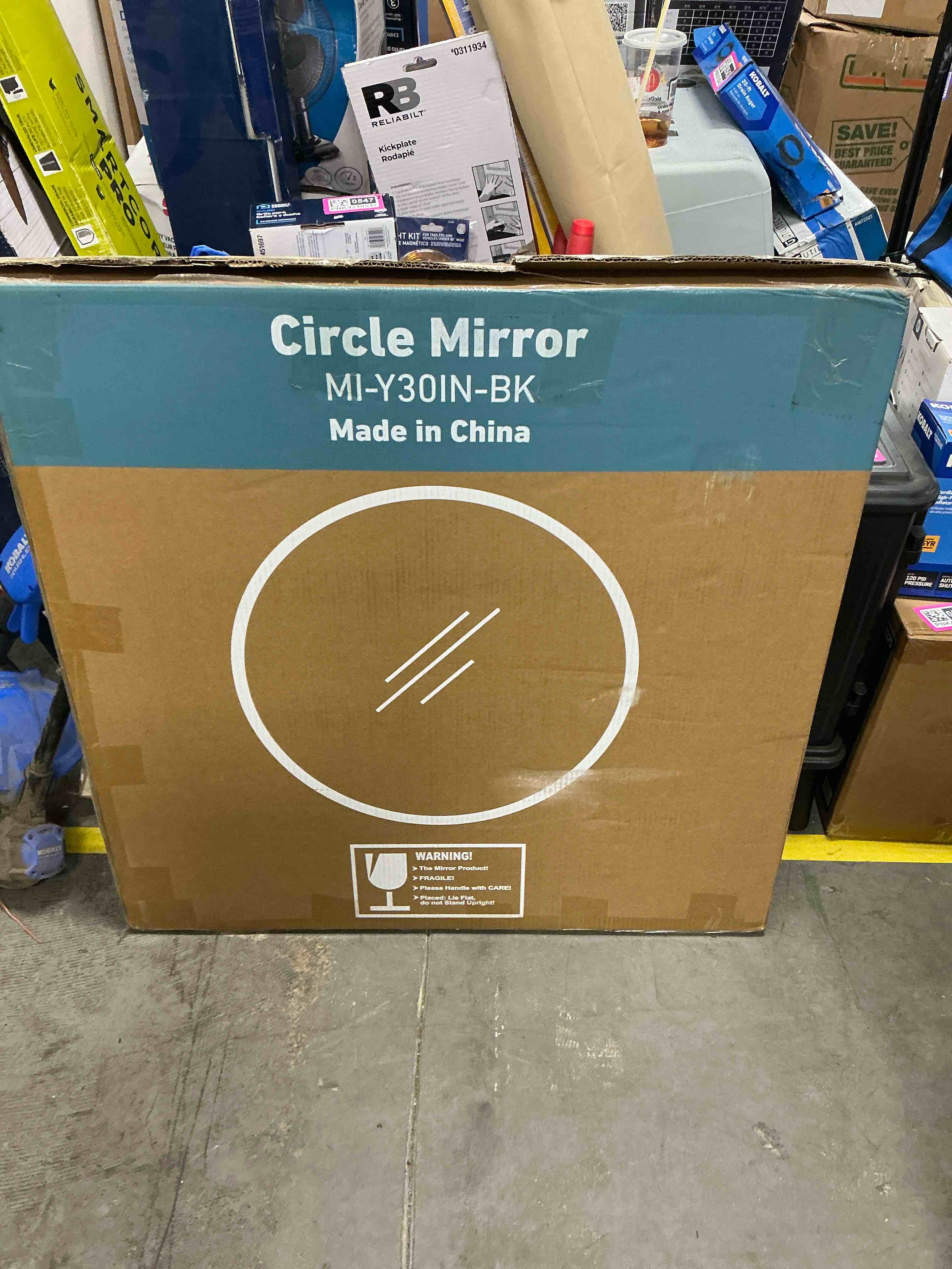 Condition photo showing New/Like New for edx 30  wall round mirror with crystal clear reflection  convenient hanging hooks  and premium aluminum alloy construction  black