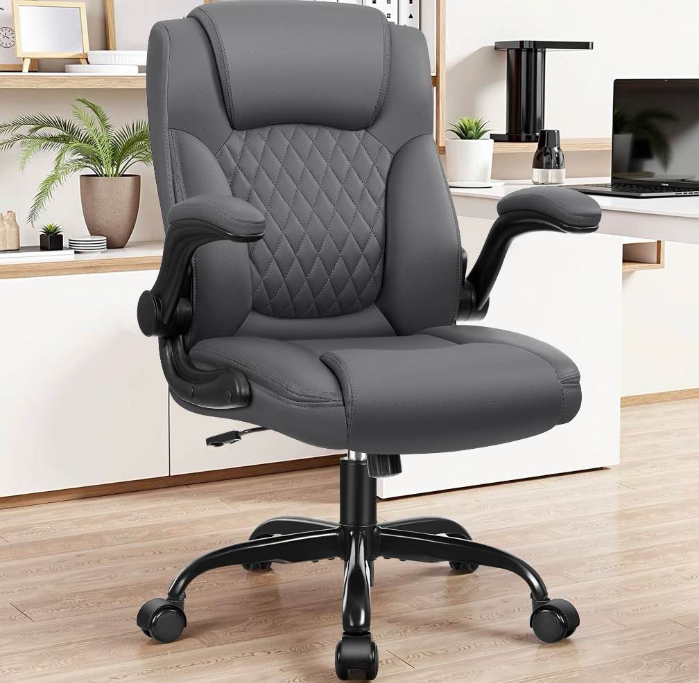 coolhut leather office chair, big and tall office chair 400lbs wide seat ergonomic computer desk chair high back executive leather chair adjustable task chair lumbar back, dark gray