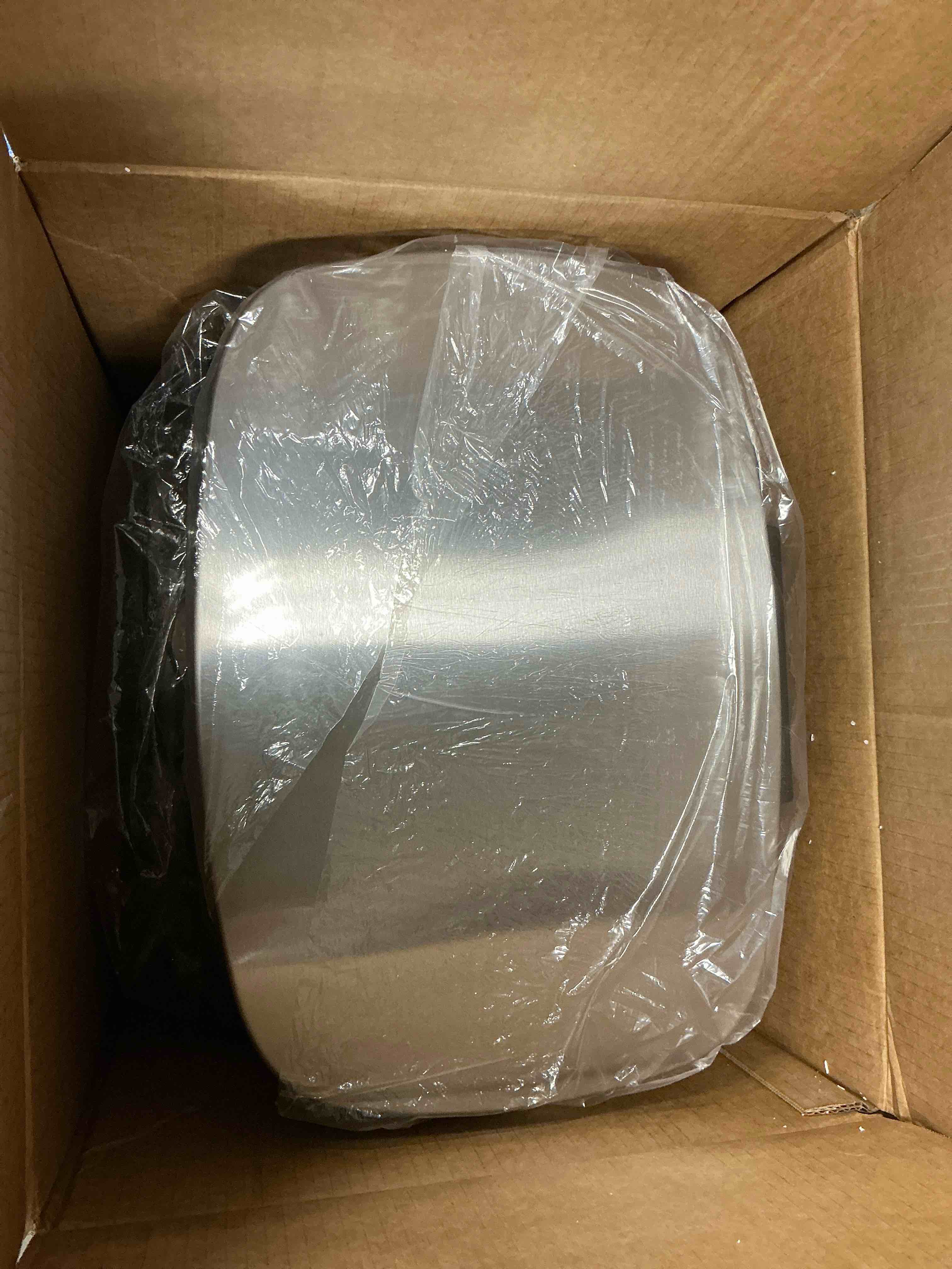 Condition photo showing New/Like New for ksskss 13 gallon trash can with lid fingerprint-proof stainless steel kitchen trash can with soft-close lid and removable inner bucket silver