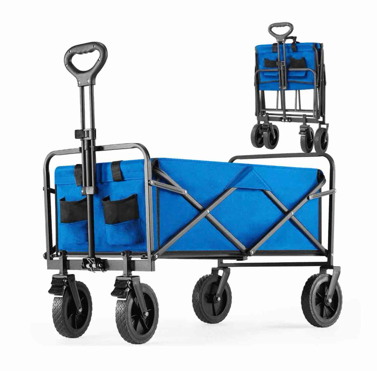 concetta 35 foldable wagon all-terrain wheels 350lbs capacity portable camping & beach cart blue