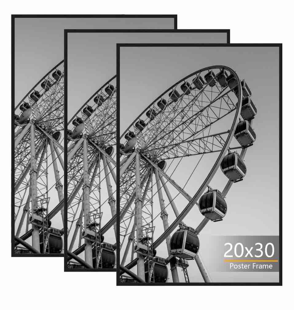 kaiwin 3 pack poster frames 20x30 plastic picture frame for horizontal and vertical wall mounting black