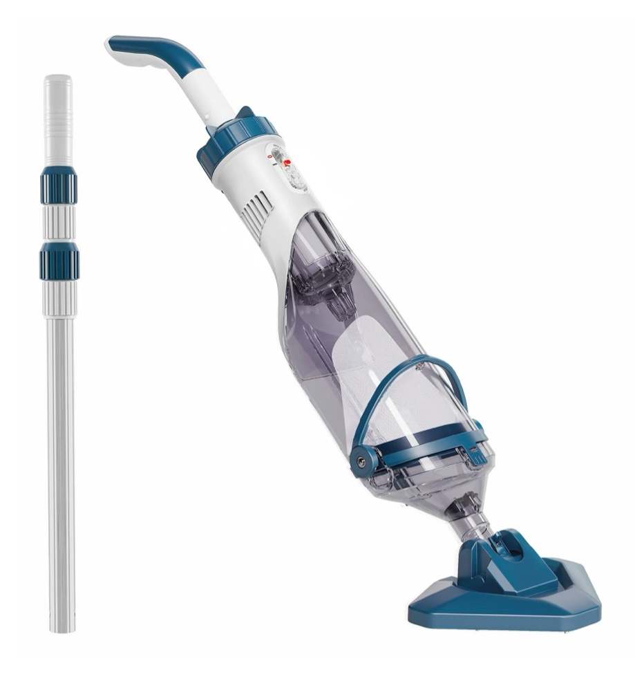 cordless pool vacuum  handheld pool vacuum for above ground inground pools  spas and hot tubs  60-minute runtime  powerful suction up to 18.5 gallons/min  efficient leaf and debris removal