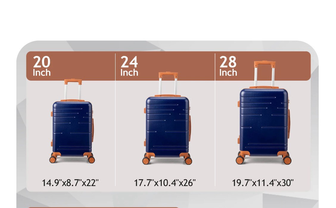 Condition photo showing Good Condition for zimtown luggage 3 piece sets suitcase abs hardside with spinner wheels and tsa lock, navy blue