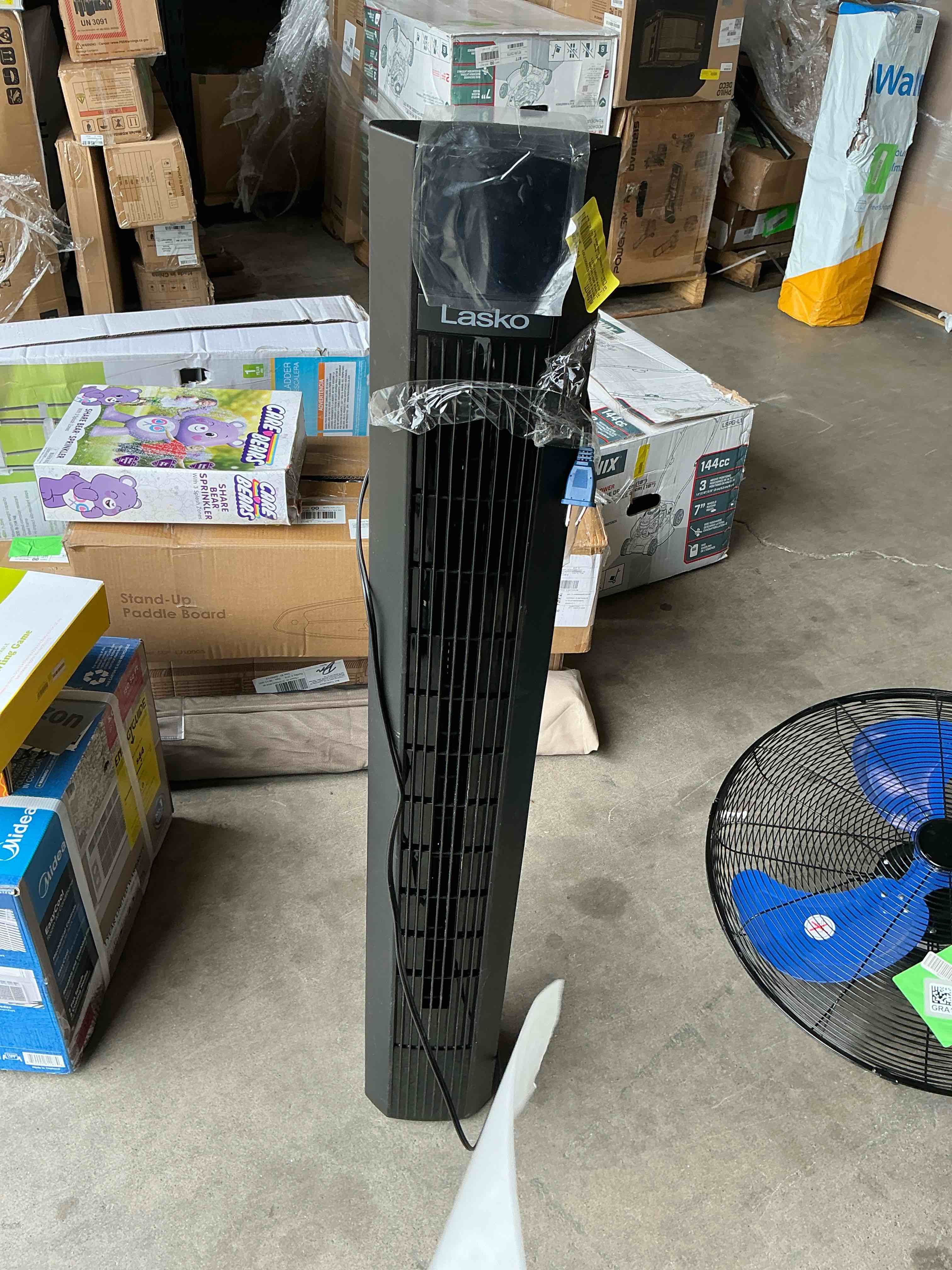 Condition photo showing As Is for lasko t48339 48" tower fan with nighttime setting and remote