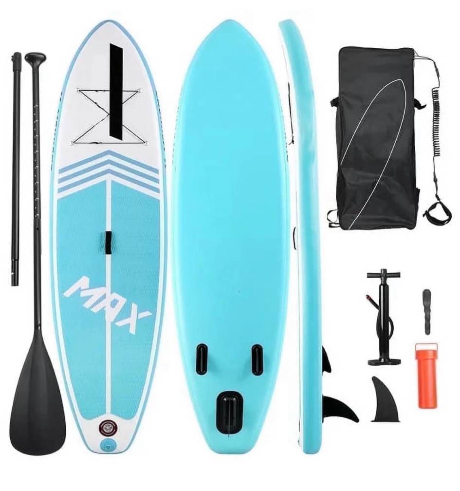 naipo 10 in inflatable stand up paddle board 6 in thick sup paddle board with paddleboard accessories triple action pump fishing green