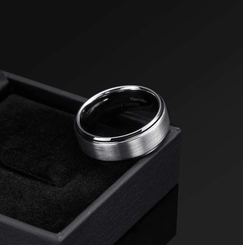 King Will Basic Tungsten Ring for Men 8mm Silver Wedding Band Matte Brushed Finish