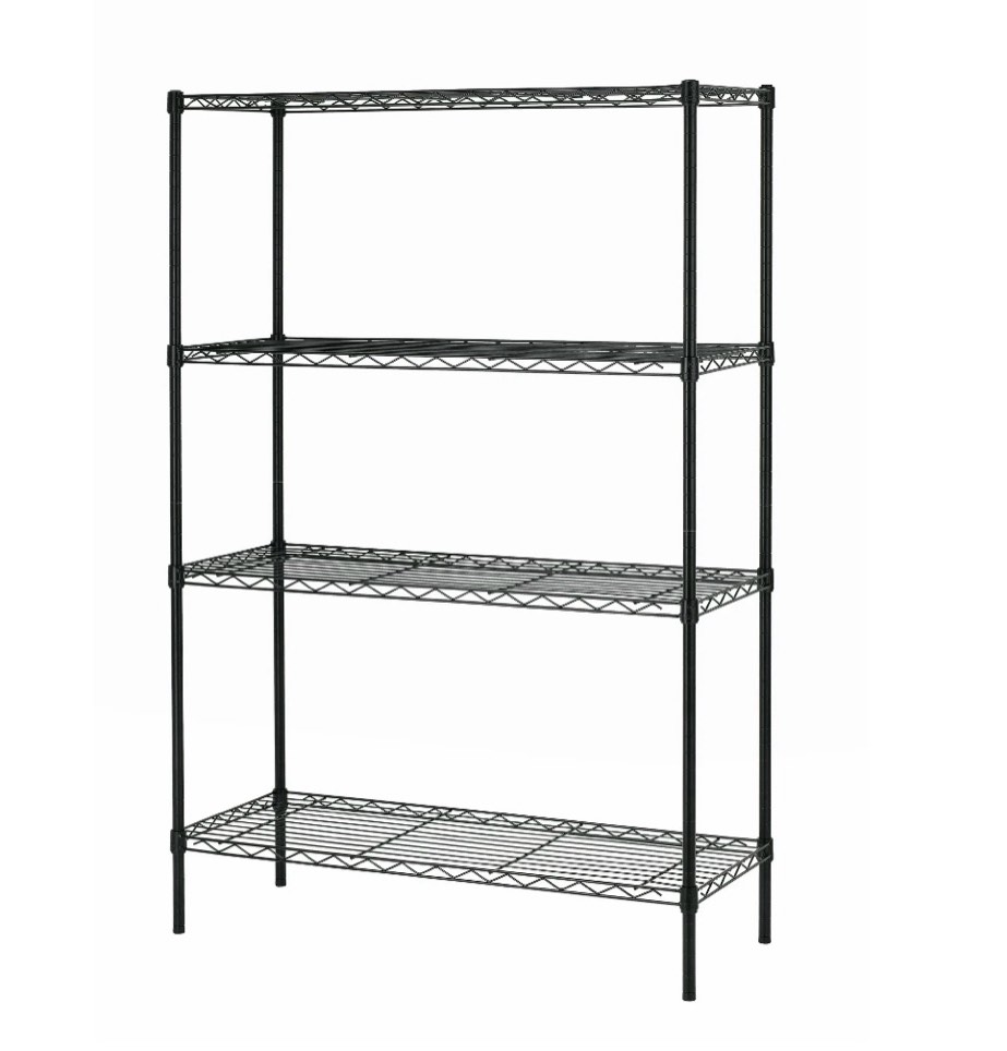 BestOffice 4 Shelf Wire Shelving Unit Garage NSF Wire Shelf Metal Storage Shelves Heavy Duty Height Adjustable for 1000 lbs Capacity Black