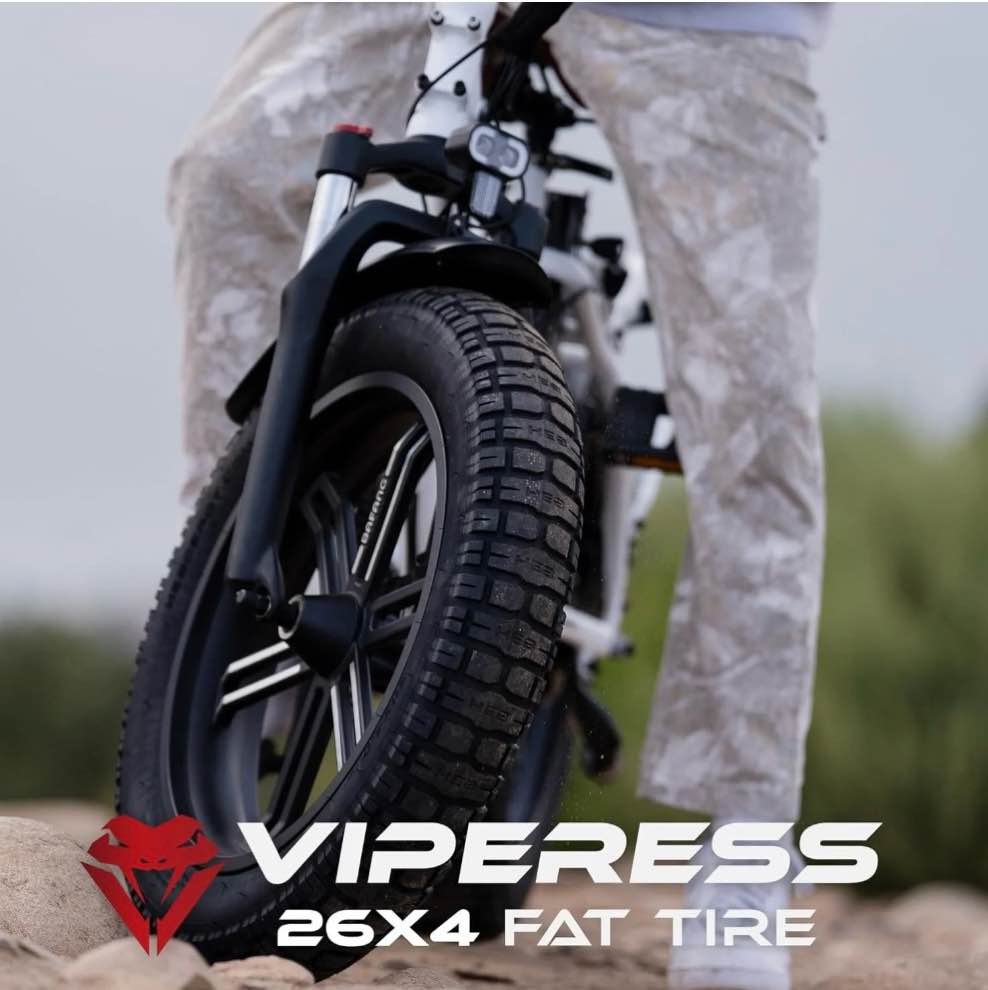 HEB VIPERESS 26x4 Bike Tire + Fat Tire for Ebike MTB, Heavy Duty High-Performance E-Bike Mountain Bike Tire, All-Terrain Directional Tread, High-Density Tire (( 1 Only ))