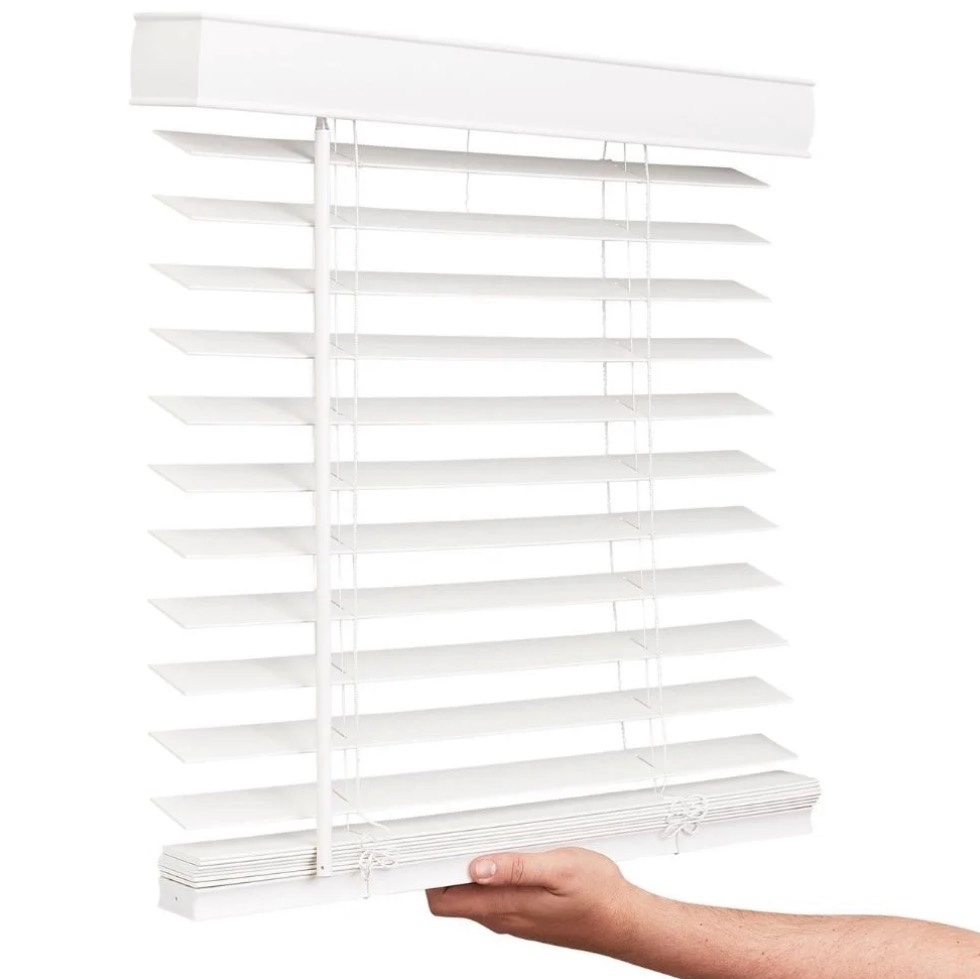 Lotus & Windoware Cordless 2" Faux Wood Room Darkening Horizontal Blind, Snow White