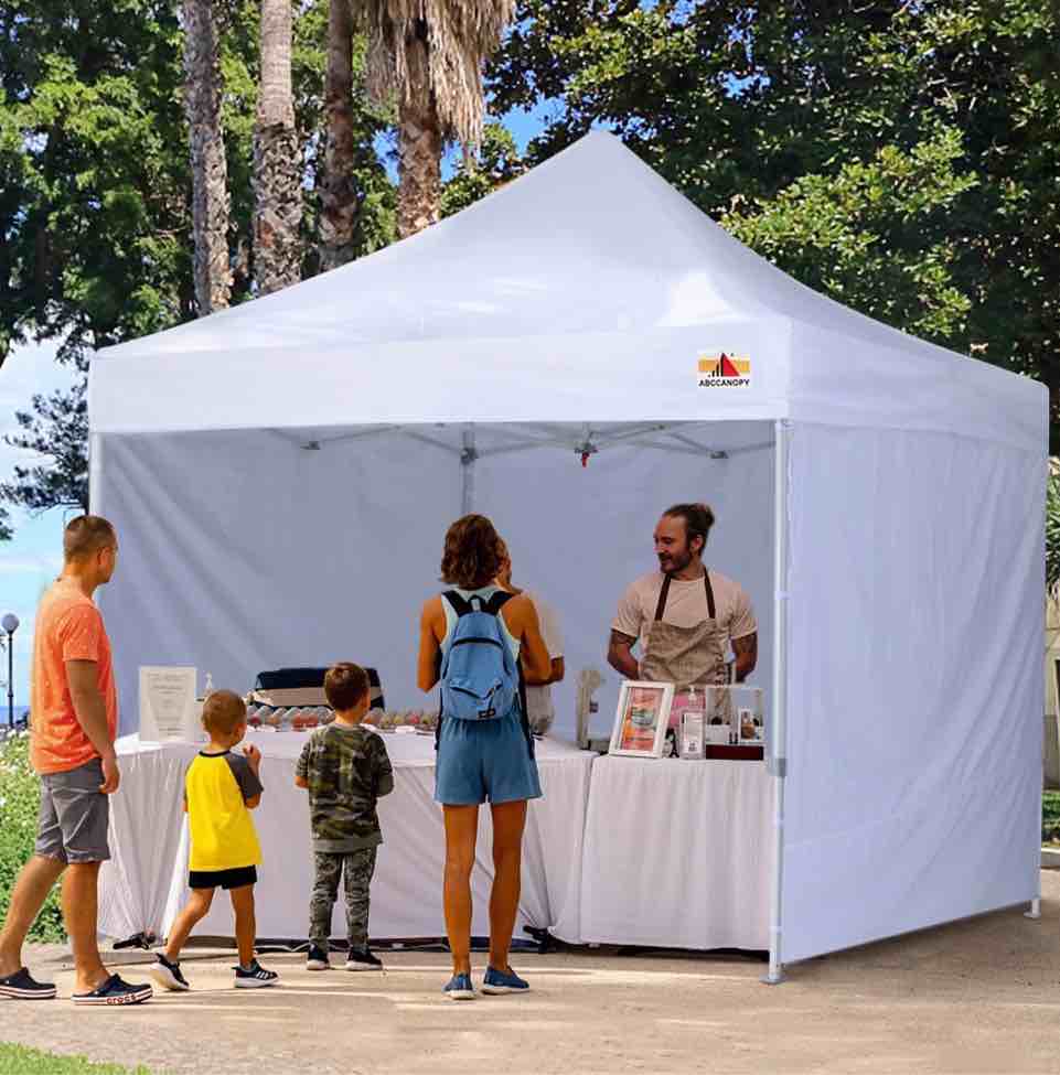 ABCCANOPY 10 ft x 10 ft Metal Pop-Up Commercial Canopy Tent with walls  White