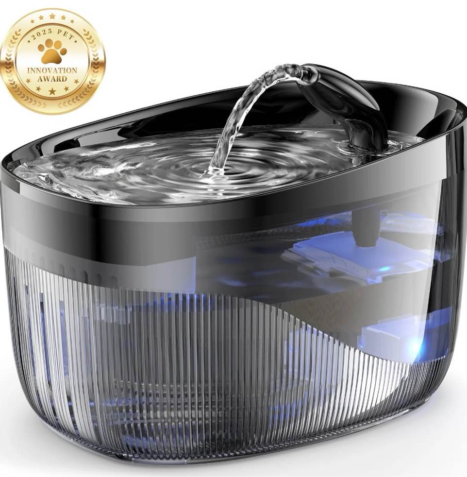 cat water fountain, 2.2l/75oz cat fountain with 2 replacement filters,ultra quiet,bpa-free,2 flow modes dog water fountain for cats dogs,multiple pets,muzpu(black)